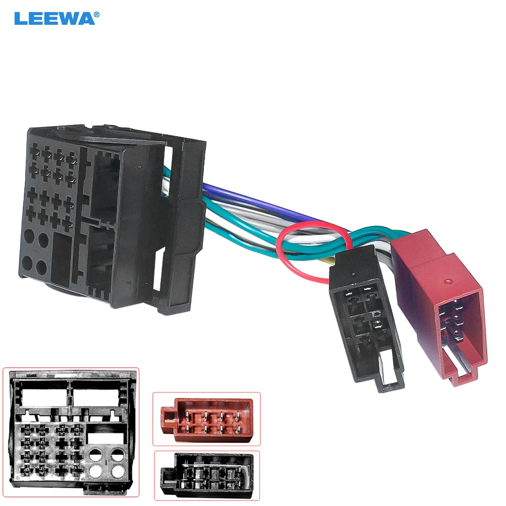 

LEEWA Car Radio Audio ISO Wiring Harness Adapter for Volkswagen Auto Stereo ISO Head Units Wire Cable #CA7768