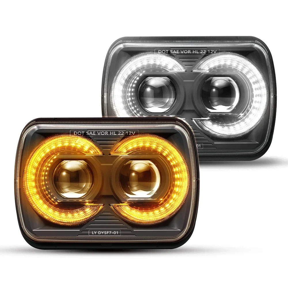 Lantsun LED6513 Headlight 5x7-Inch  Square Head Lamp Lights Aluminum Alloy for Jeep Off Road Vehicle