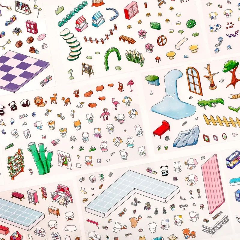 

3D Cartoon animal Panda Stacking Sticker Kawaii DIY Decoration Anime Scene Sticker for Student Stress Relief Supplies