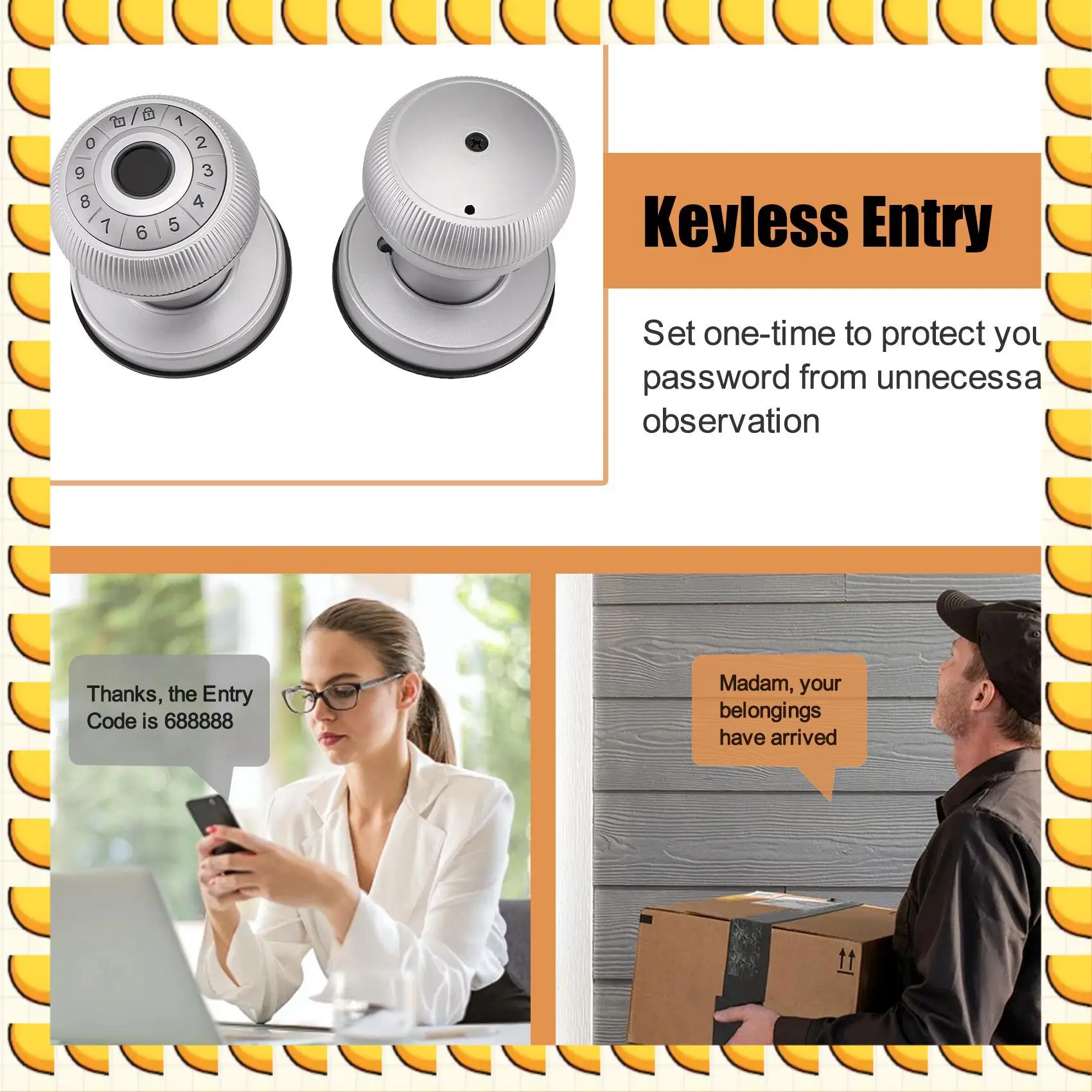 BAAU Fingerprint Door Lock-Smart Door Handle, Keyless Door Handle With Password Keypad For Bedroom Smart Door Lock