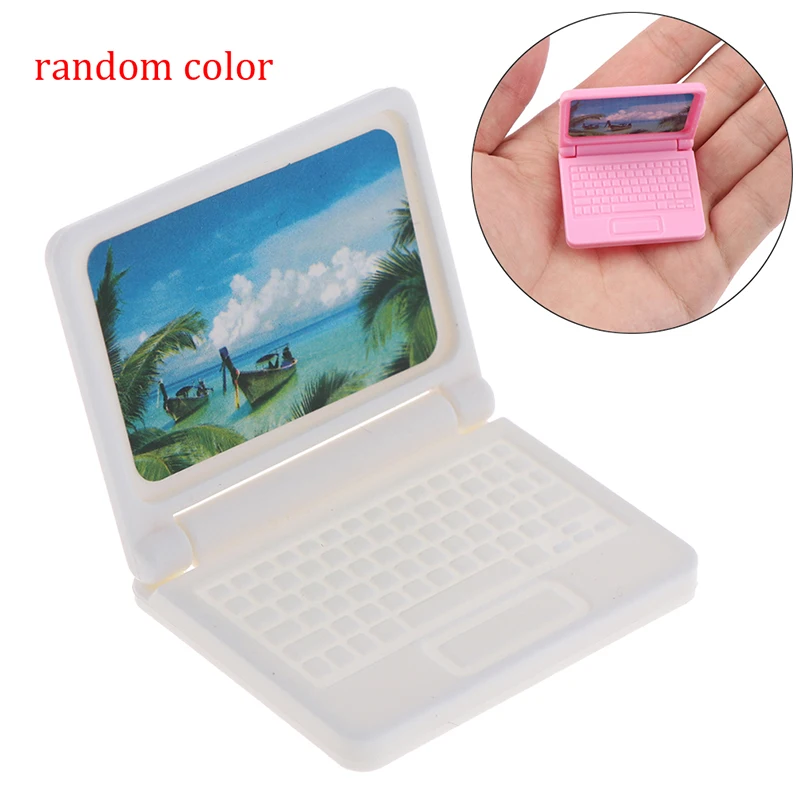 Mini Laptop Mirror Simulation Computer Pockets Mirrors Doll House Toy Kids Children Adult Makeup Standing Mirrors Finger Toys