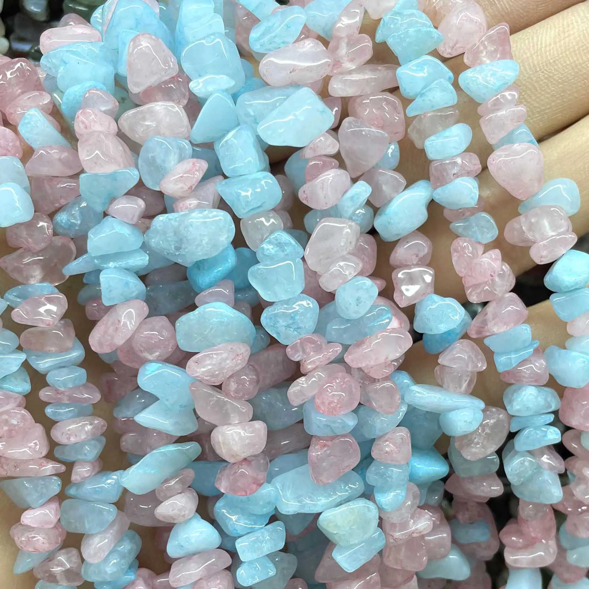 Naturstein unregelmäßige Freiform Aventurin Achate Amazonit Jades Chip Kies Spacer Perlen für Schmuck herstellung DIY Zubehör – Detail 7