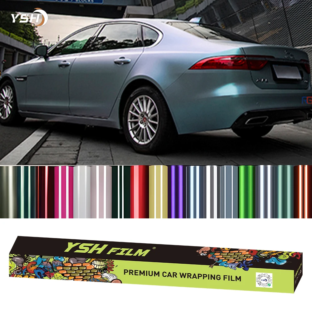 Film Mobil PET Fotochromic Matte Self Healing, Vinyl PVC Pembungkus Warna-Warni, Tint Berubah Warna Anti Gores untuk Bodi Mobil