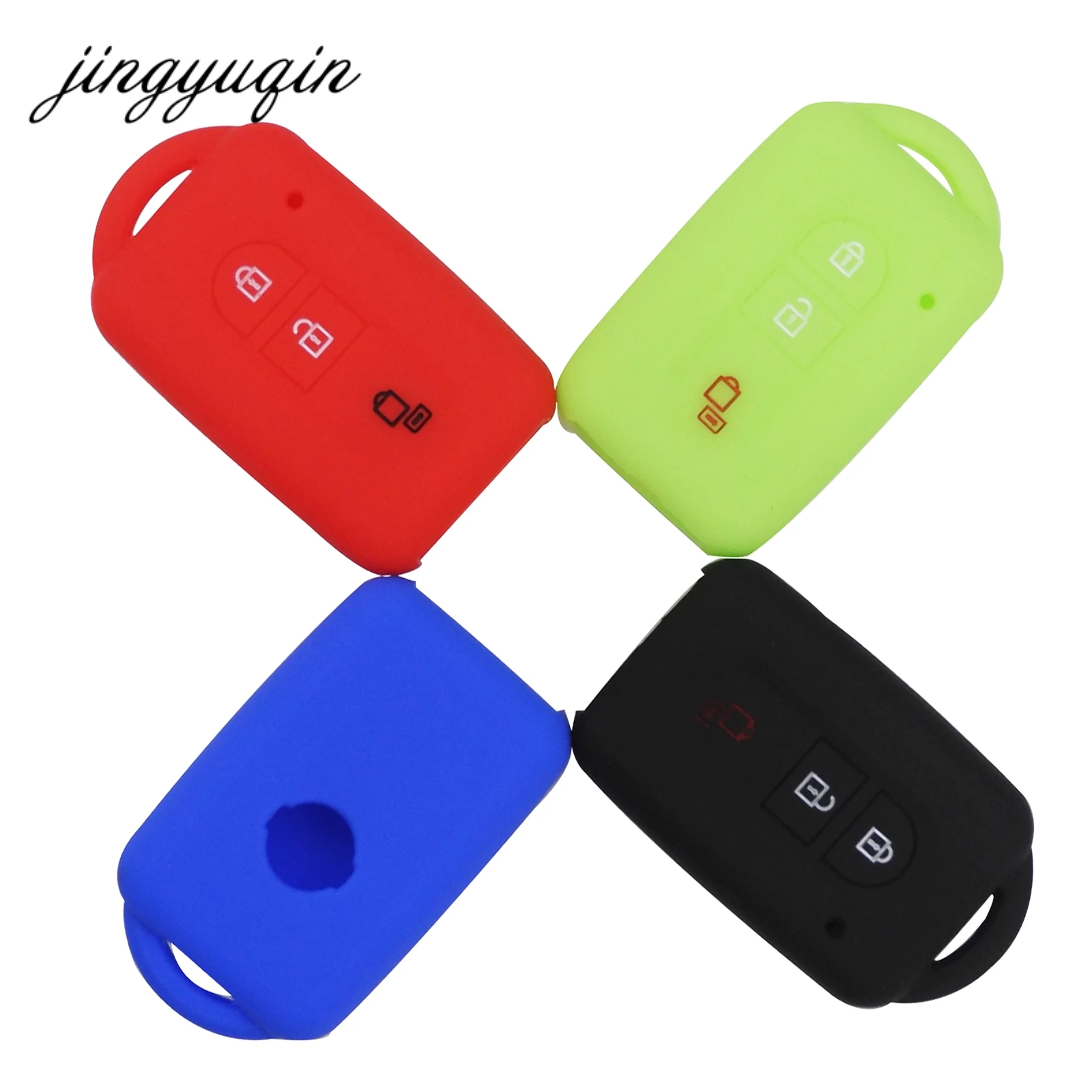 jingyuqin Car Key Silicone FOB Case Cover Skin Protect For Nissan Duke MICRA QASHQAI JUKE X-Trail NAVARA Remote keyless