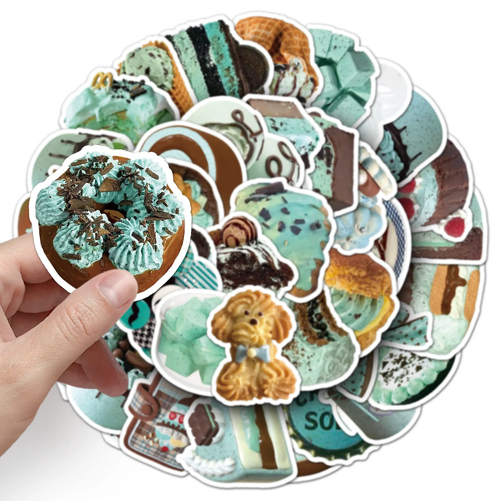

10/50PCS INS Style Chocolate Cake Creative Stickers Dessert Cake Food Decals DIY Water Cup Pencil Box Luggage Desk Kids Toy