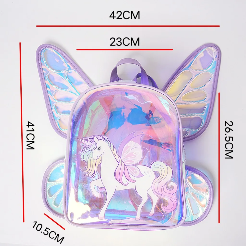 New Fashion Butterfly Wings Backpack Children\'s Backpack Cute Unicorn Transparent TPU Trendy Backpack