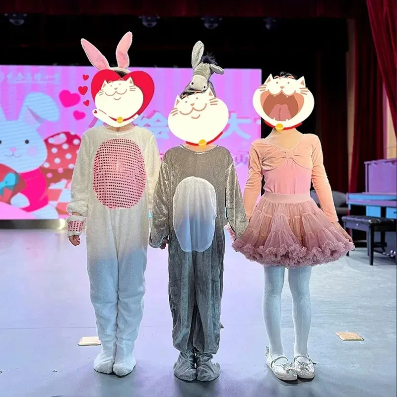 Sky02 4 قطع هالوين الأطفال عرض الحيوانات الملابس الأبيض أرنب تأثيري حلي بنين بنات الذئب اللباس الاطفال أرنب عيد الفصح Dan88Li