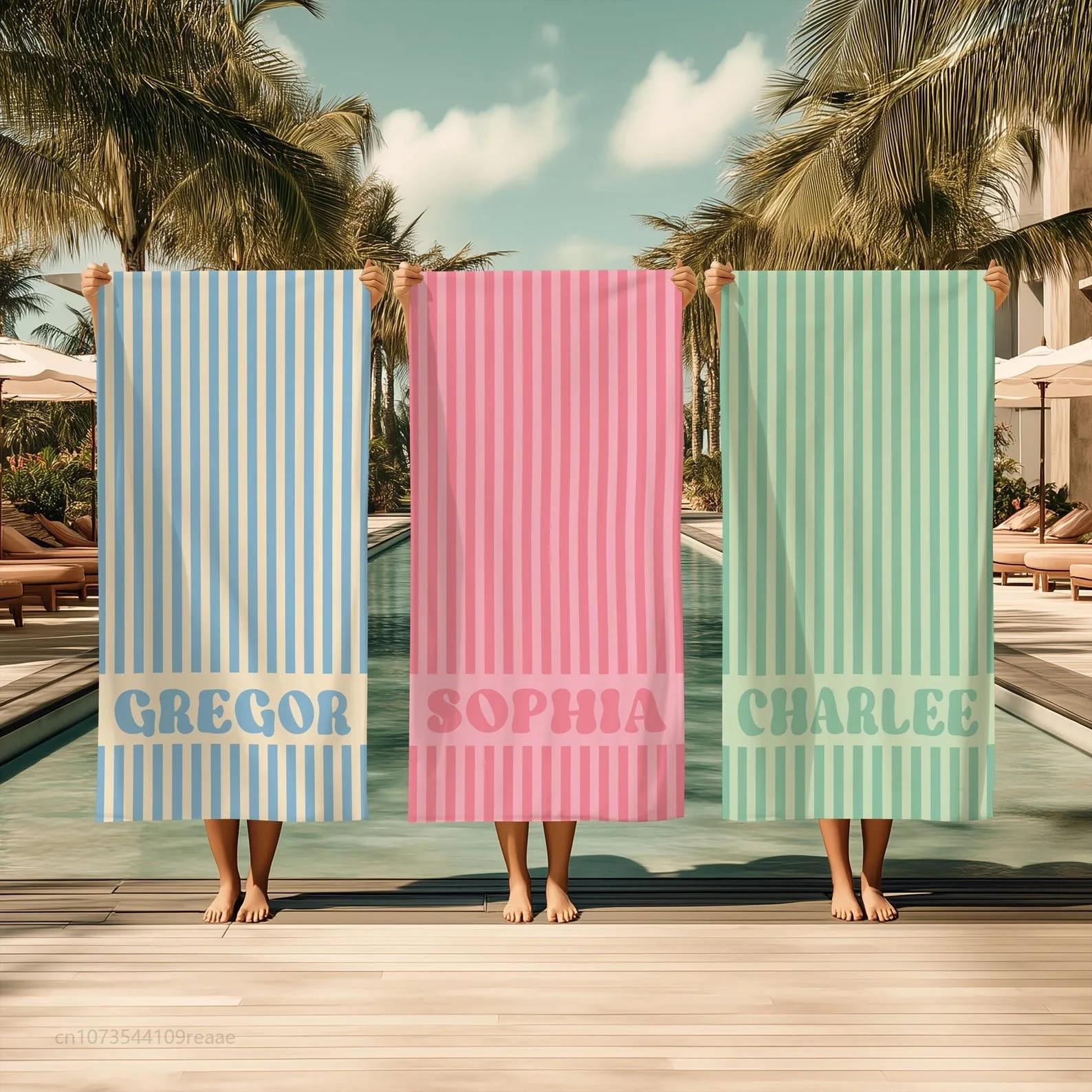 Personalized Groovy Striped Beach Towel Custom Bachelorette Party Gift