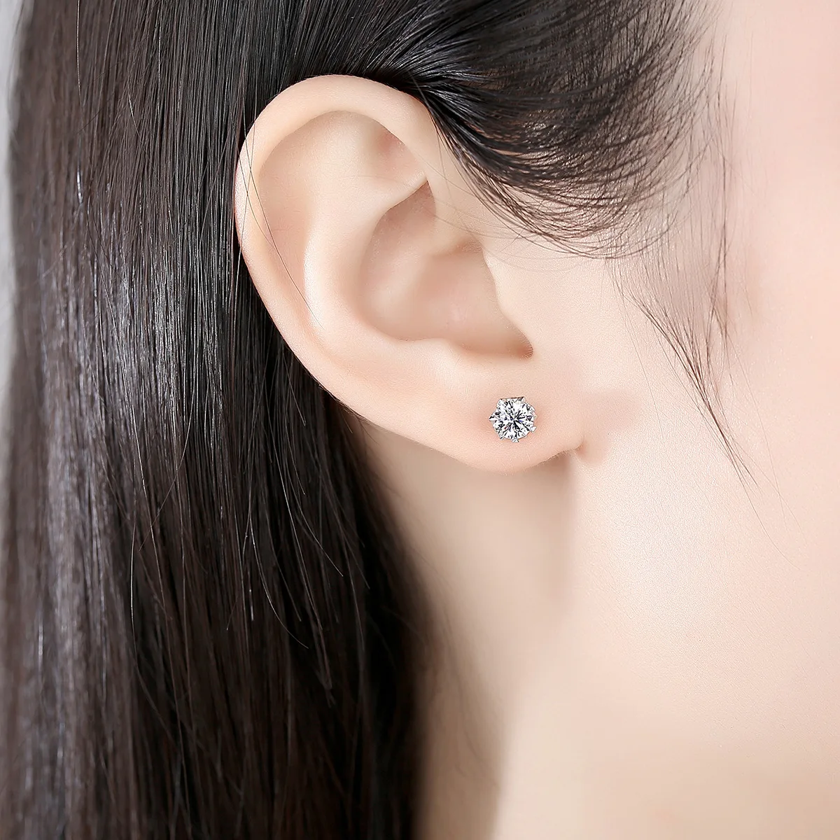 1CT Moissanite Stud Earrings, DF Color Ideal Cut Lab Created Diamond 6P 925 Sterling Silver Earrings for Women Gift