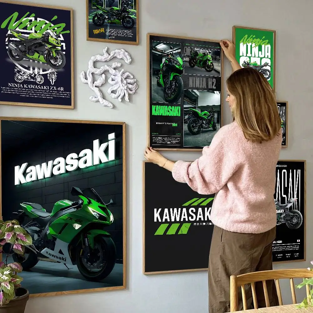 Cool K-kawasakis Motorcycle Classic Vintage Posters Whitepaper Prints Posters Artwork Kawaii Room Decor