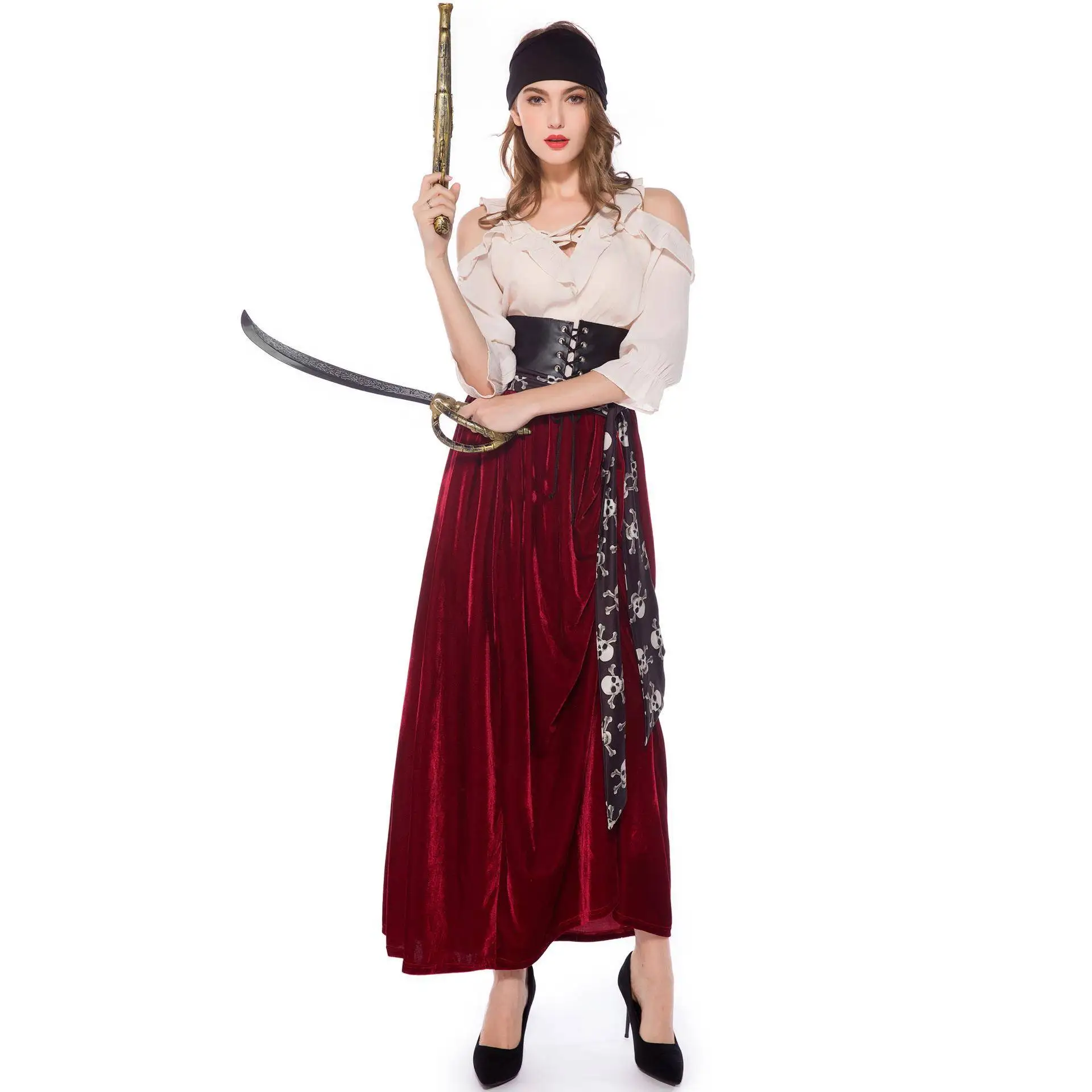 

Adult Women's Caribbean Pirate Costume loween Cosplay Performance Outfit Theatrical Stage Performance Costume