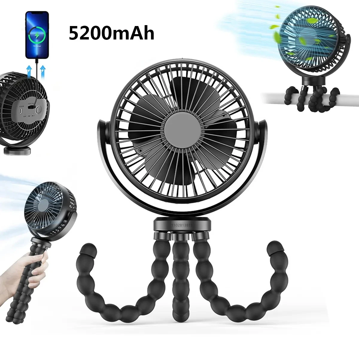 

Portable Stroller Fan Hand USB Electric Fan Powered Small Folding Rechargeable Fans Mini Ventilator Silent Table Outdoor Cooler