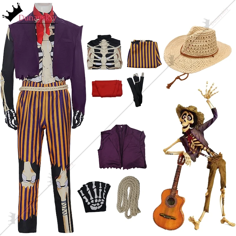 Anime Hector Rivera Cosplay Costume 2024 Halloween Cosplay Coco Suit Skeleton cosplay Clothing Great-grandfather Outfits Man Cos