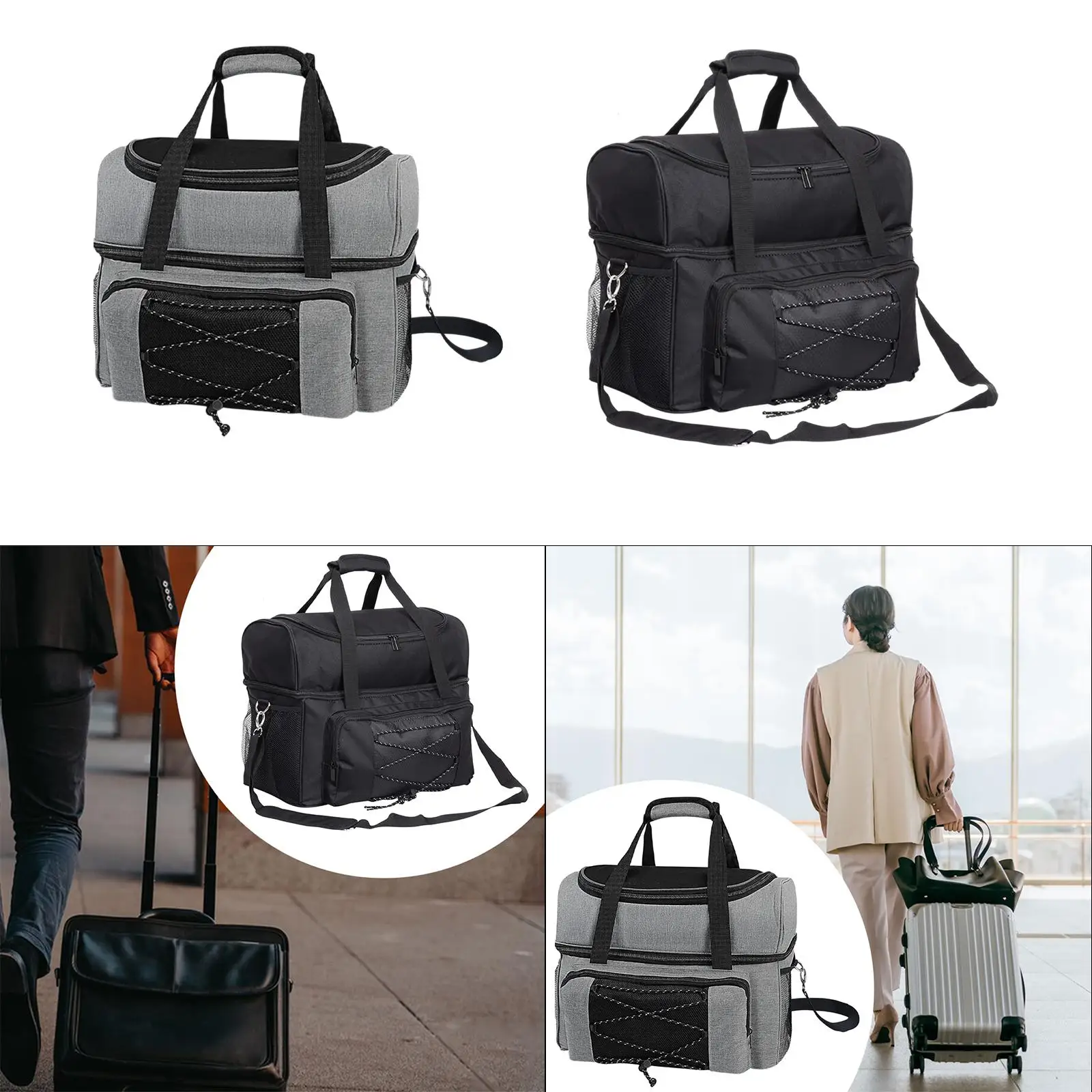 

2 Ball Bowling Bag Bowling Tote Storage Handbag with Ball Holder Pad for Outdoor Activities