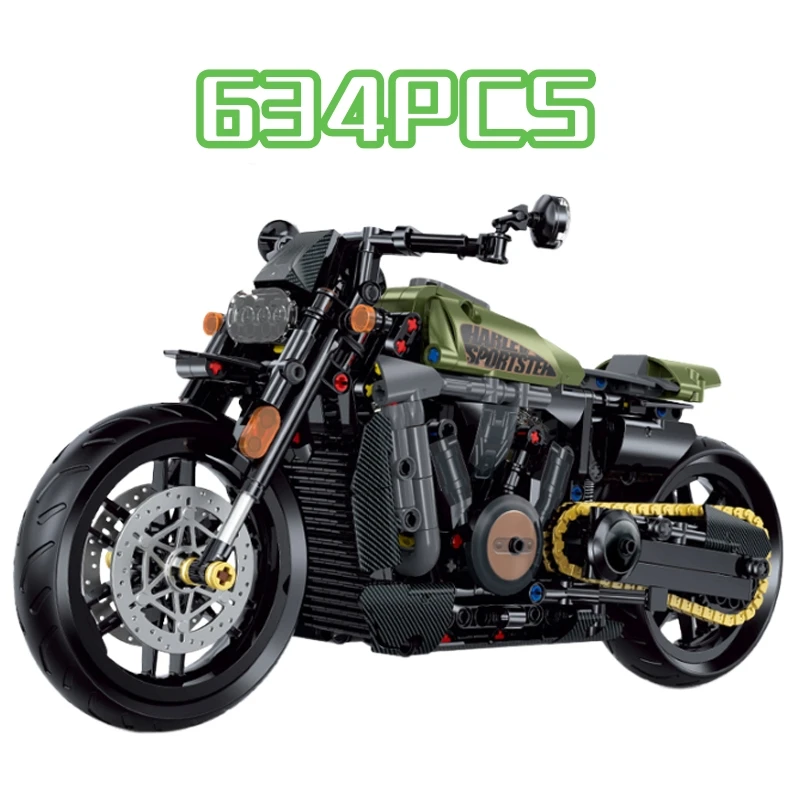 Bloques de construcción técnicos para motocicleta Duke Harleys, locomotora, modelo Racer, montaje de vehículo, ladrillos, juguete, regalos para niños, 634 Uds.