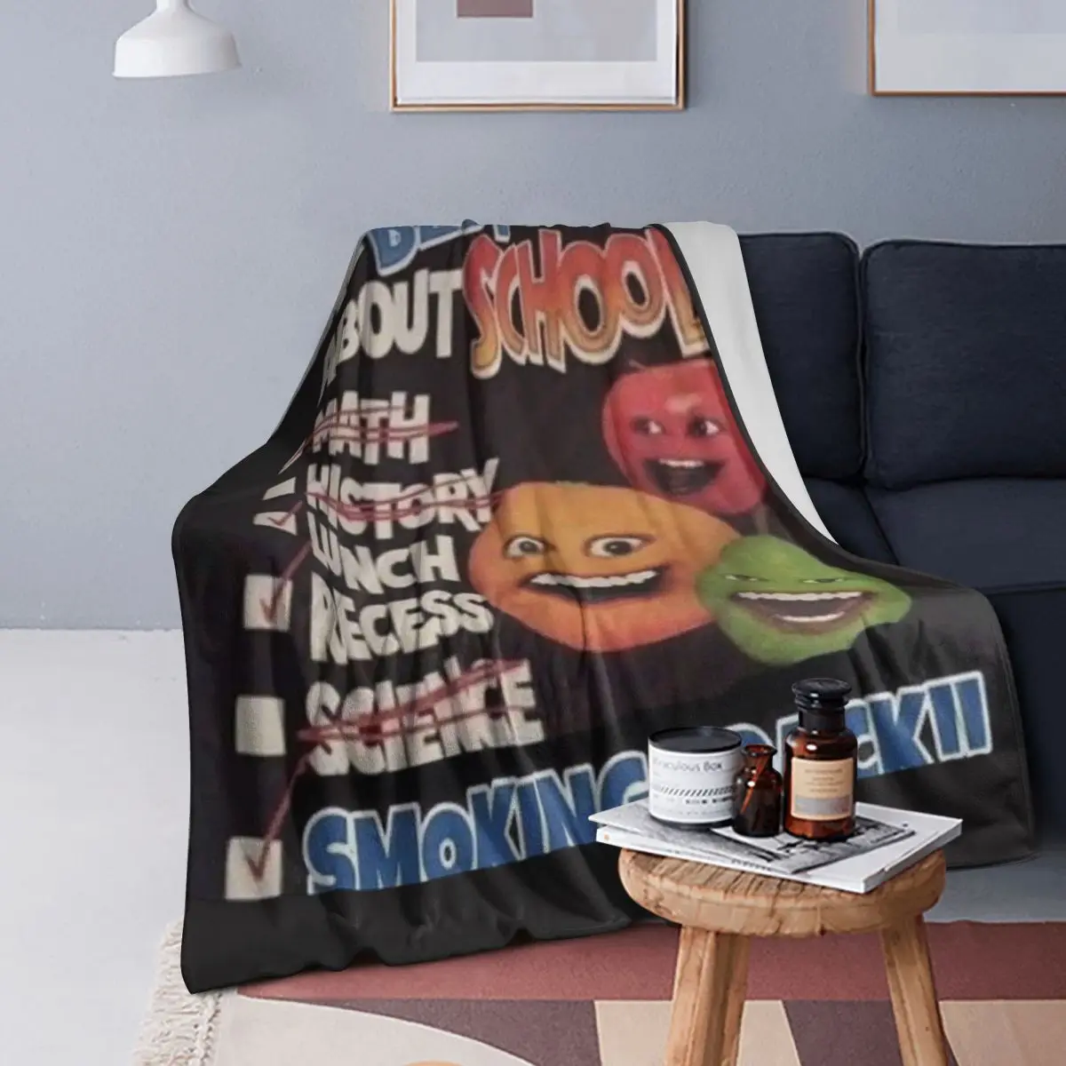 Annoying Orange Best Things About School Blanket Soft Flannel Throw Blanket Cover for Bed Living room Picnic Travel Home Couch - view 4