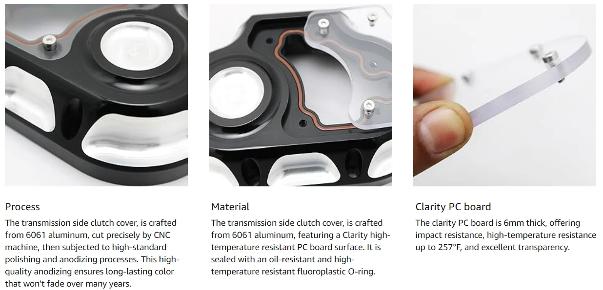 Motorcycle CNC Clarity Transmission Engine Side Cover For Harley Dyna Super Glide Street Bob 07-10 Softail Fat Boy FLSTF 07-17