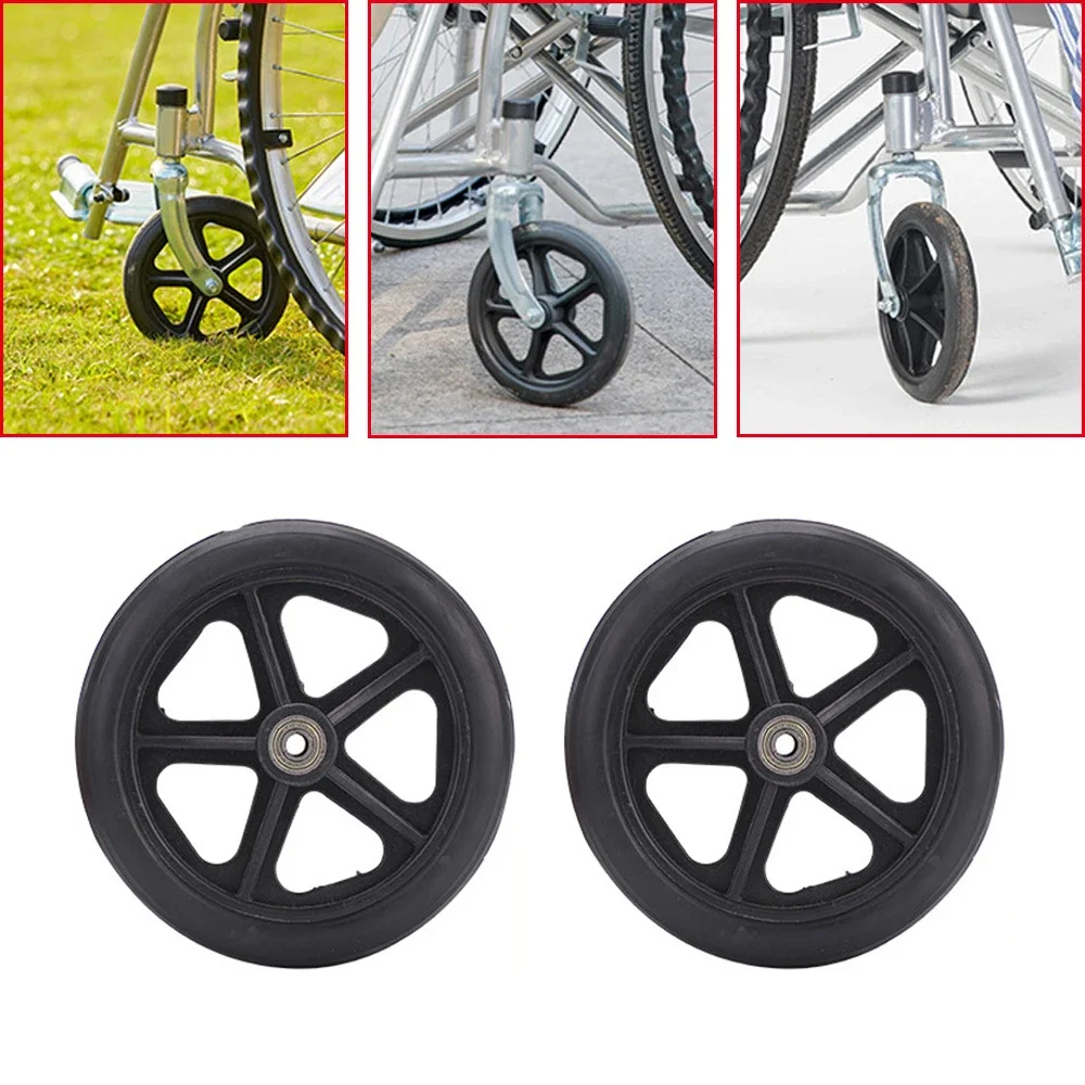 1/2pcs 6/7/8 Inch Rubber Wheelchair Replacement Front Wheels Anti-Slip Rollator Walker Replacement Wheels Accessories