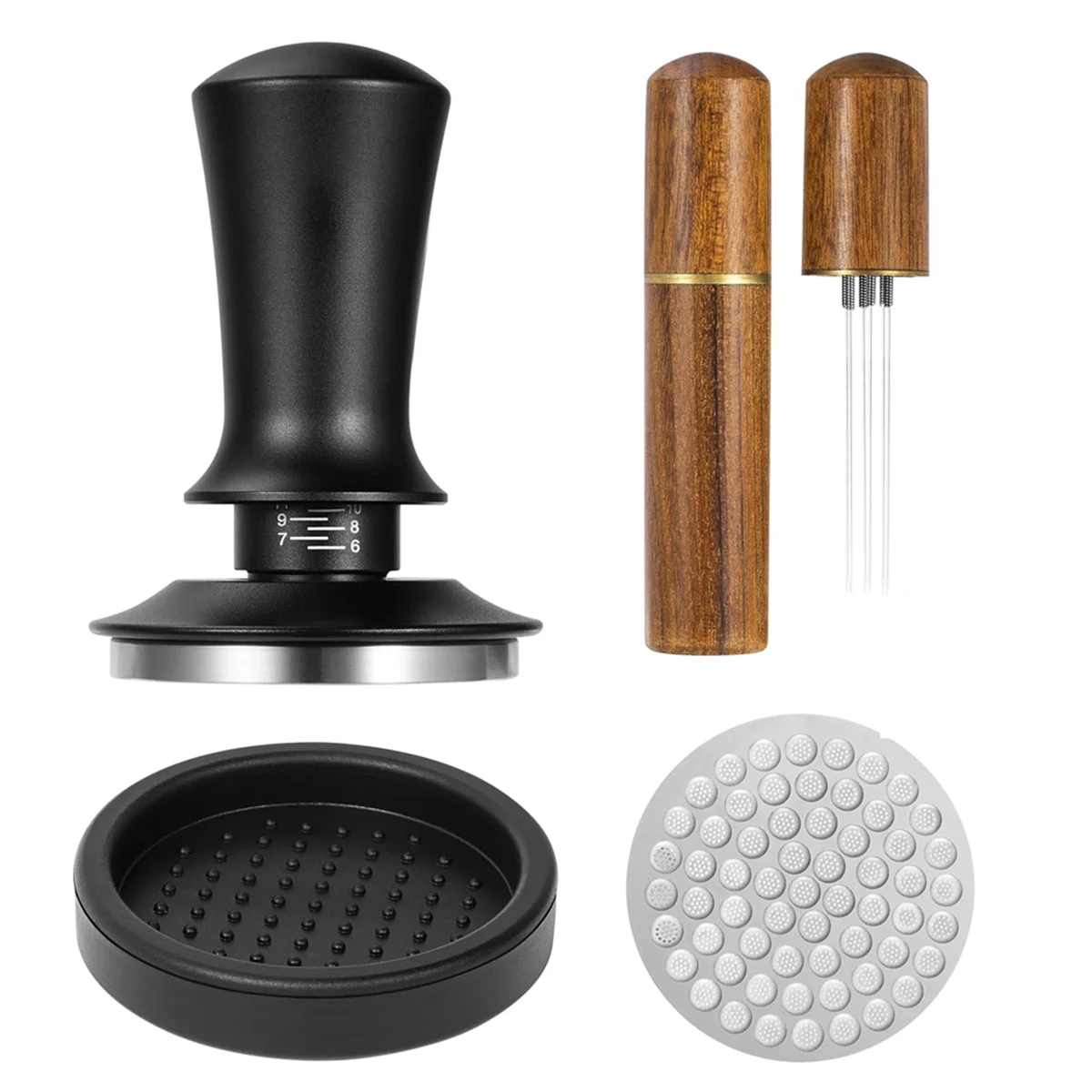 

A61T-51mm Espresso Tamper and Stirrer Set, Espresso Coffee Tamper with Flat Spring Loaded Stainless Steel Base
