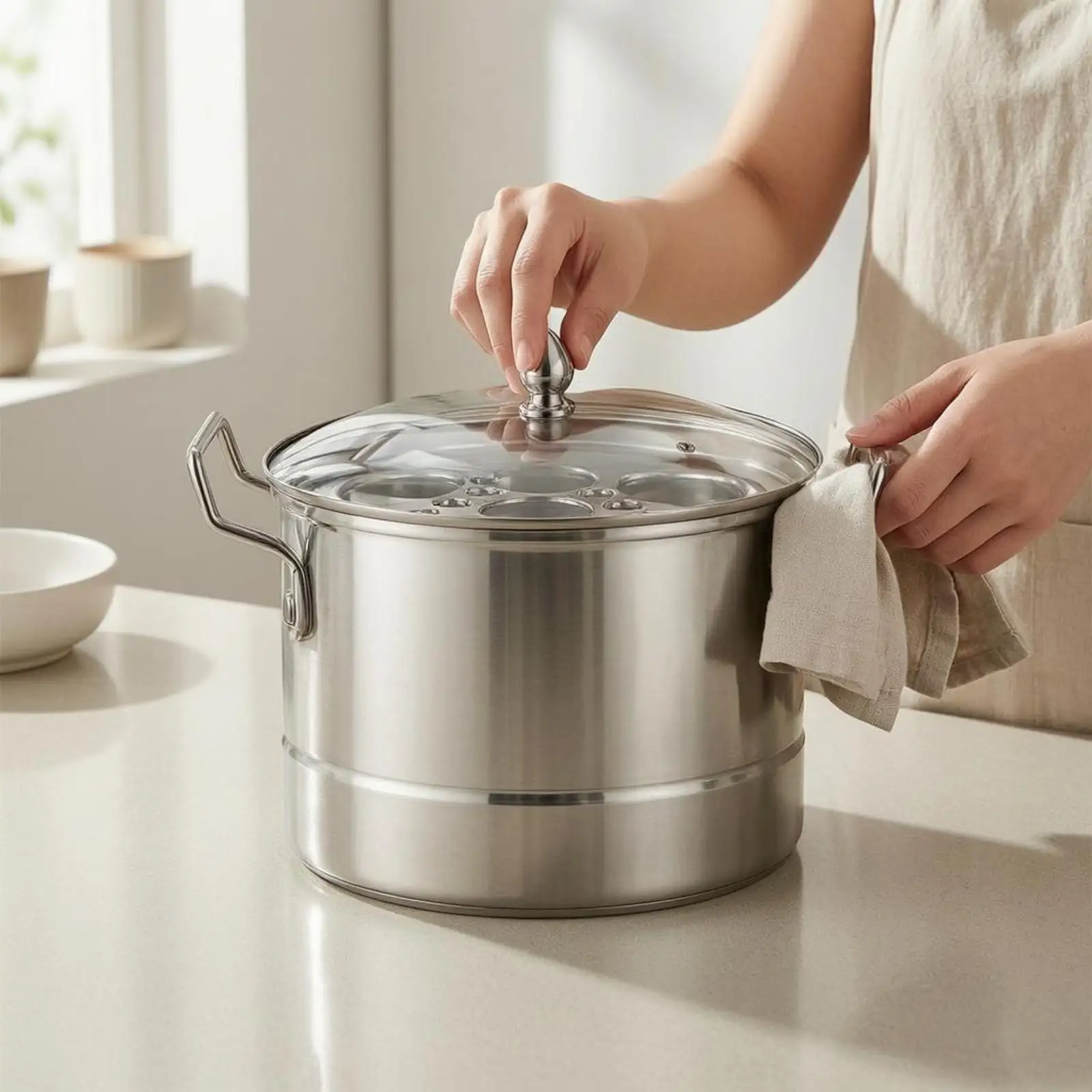 Steaming Insert Pot Compatible with All Cooktops Cookware Induction Ready