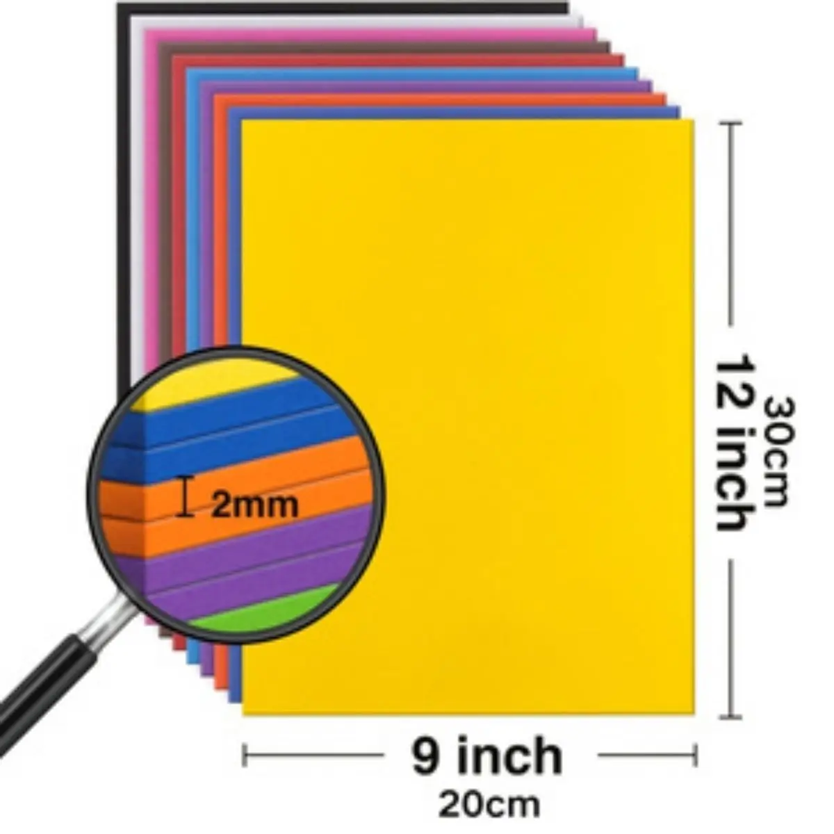 10 Pcs Random Color EVA Foam 9x12 Inch, EVA Craft Foam 2mm EVA Foam Sheets for DIY Handcraft Crafts Project.（Adhesive back）