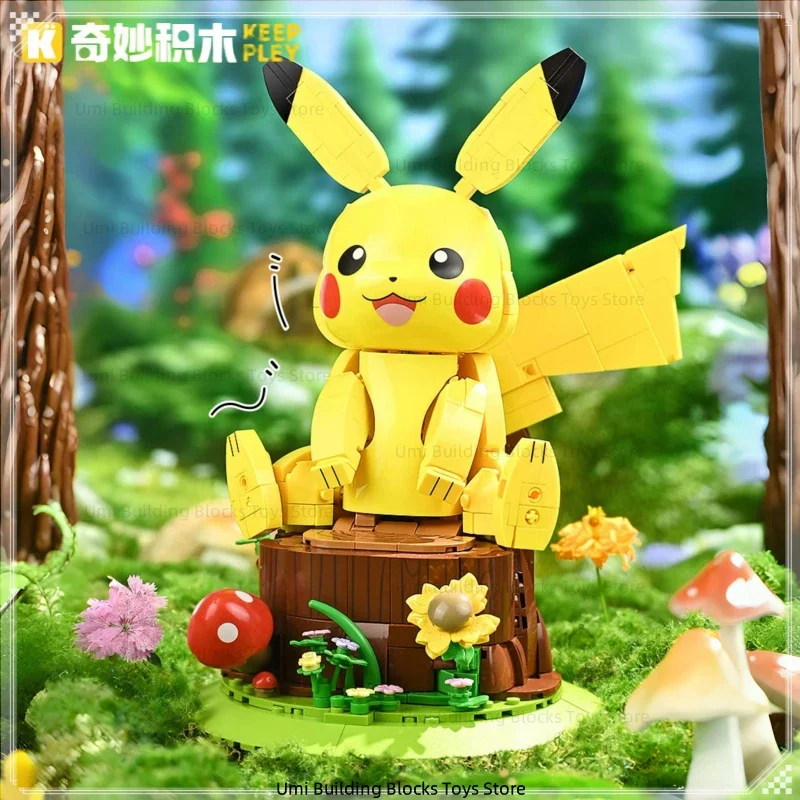 Keeppley Pokémon Building Blocks Obediently Pikachu Toy Model Anime Characters Desktop Ornaments Children's Holiday Gifts