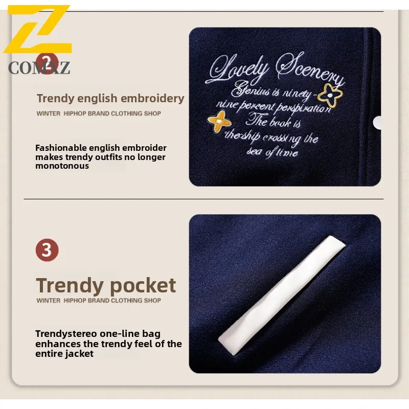  سترة بيسبول كلاسيكية للرجال من COMXZ معطف خريفي على الطراز الأمريكي مقاوم للرياح ومقاوم للماء ومطرز ملابس خروج كبيرة الحجم #4