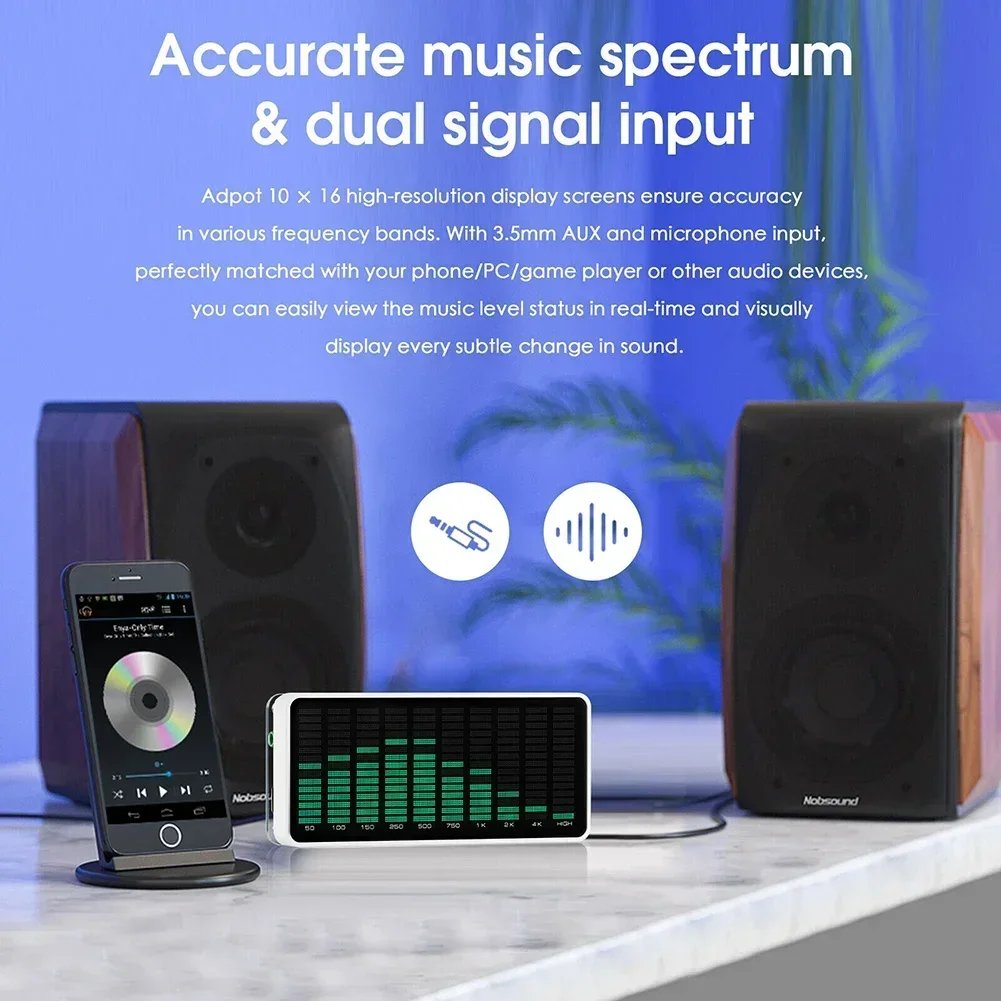 Алгоритм AGC, аудиоанализатор, аудиовизуализатор, анализатор аудиоспектра, мониторинг звука в реальном времени, дисплей высокого разрешения 10x16