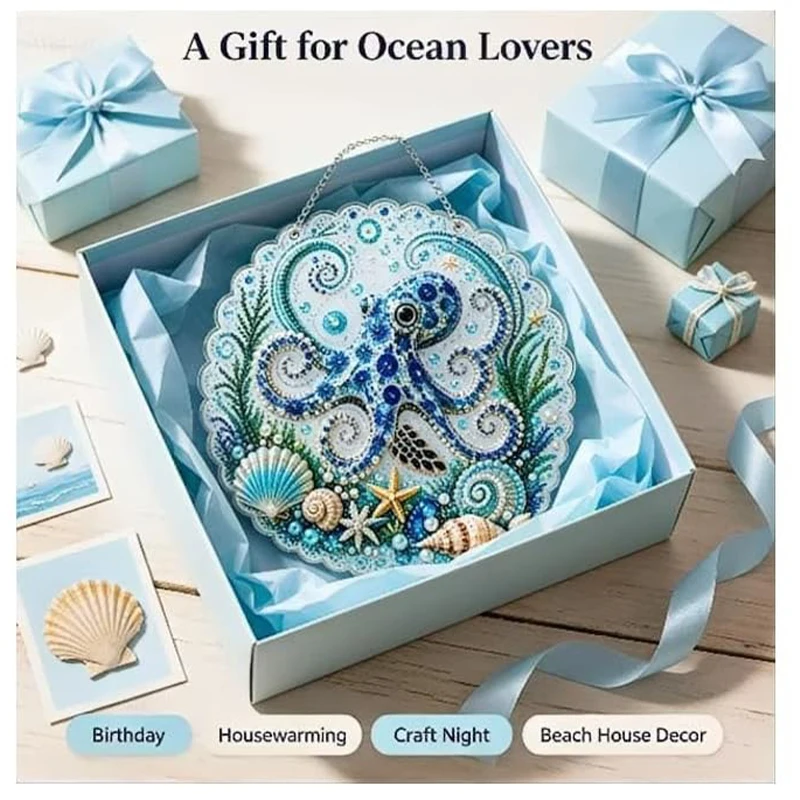 DIY Ocean Pearl Beads Art Kit Hanging  Decor 5D Ocean Diamond Painting For Adults Diamond Painting Home Decoration For Beginner