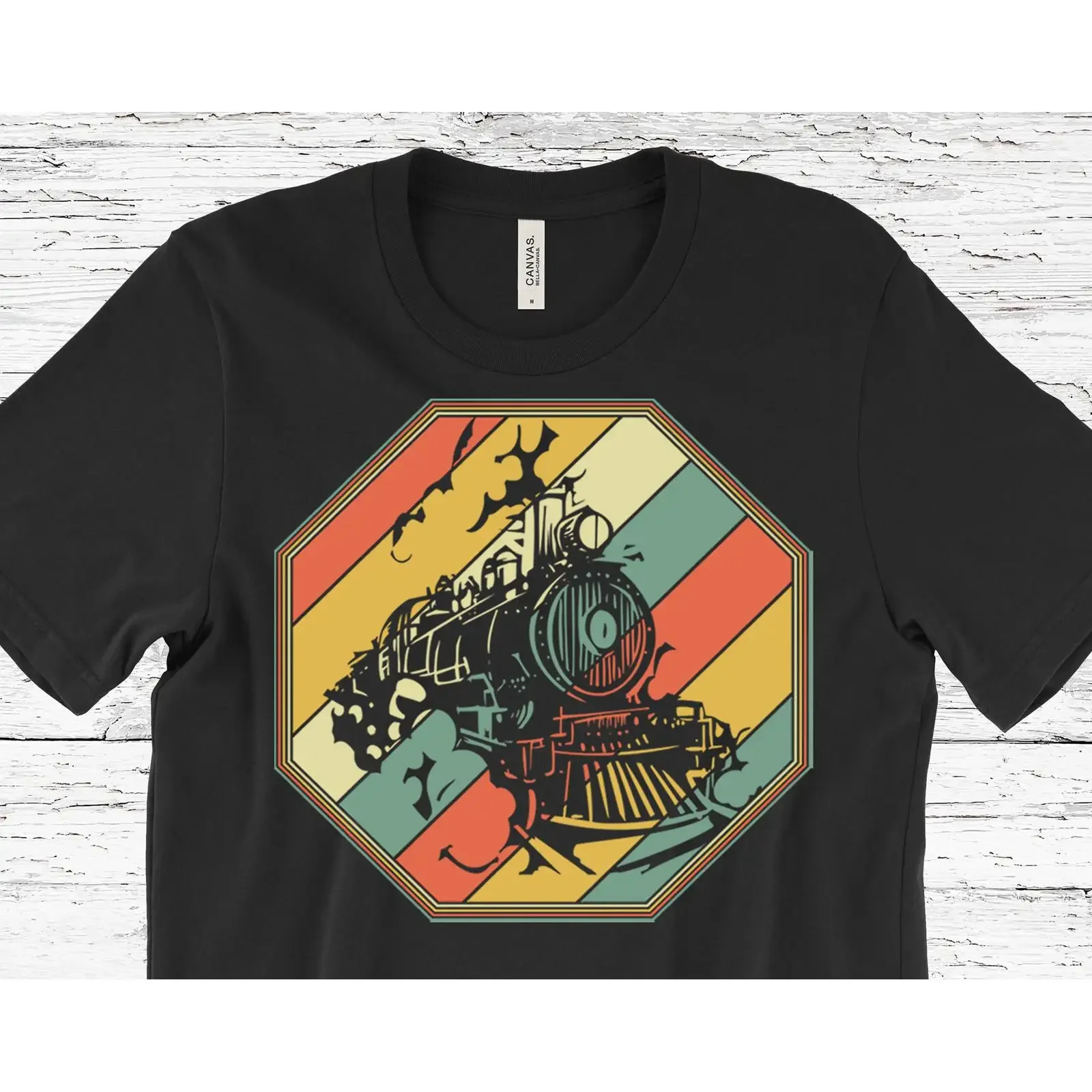 Vintage Steam Train T Shirt Retro Locomotive Railroad Engineer for Men Lovers vintage Washed Stretched homme