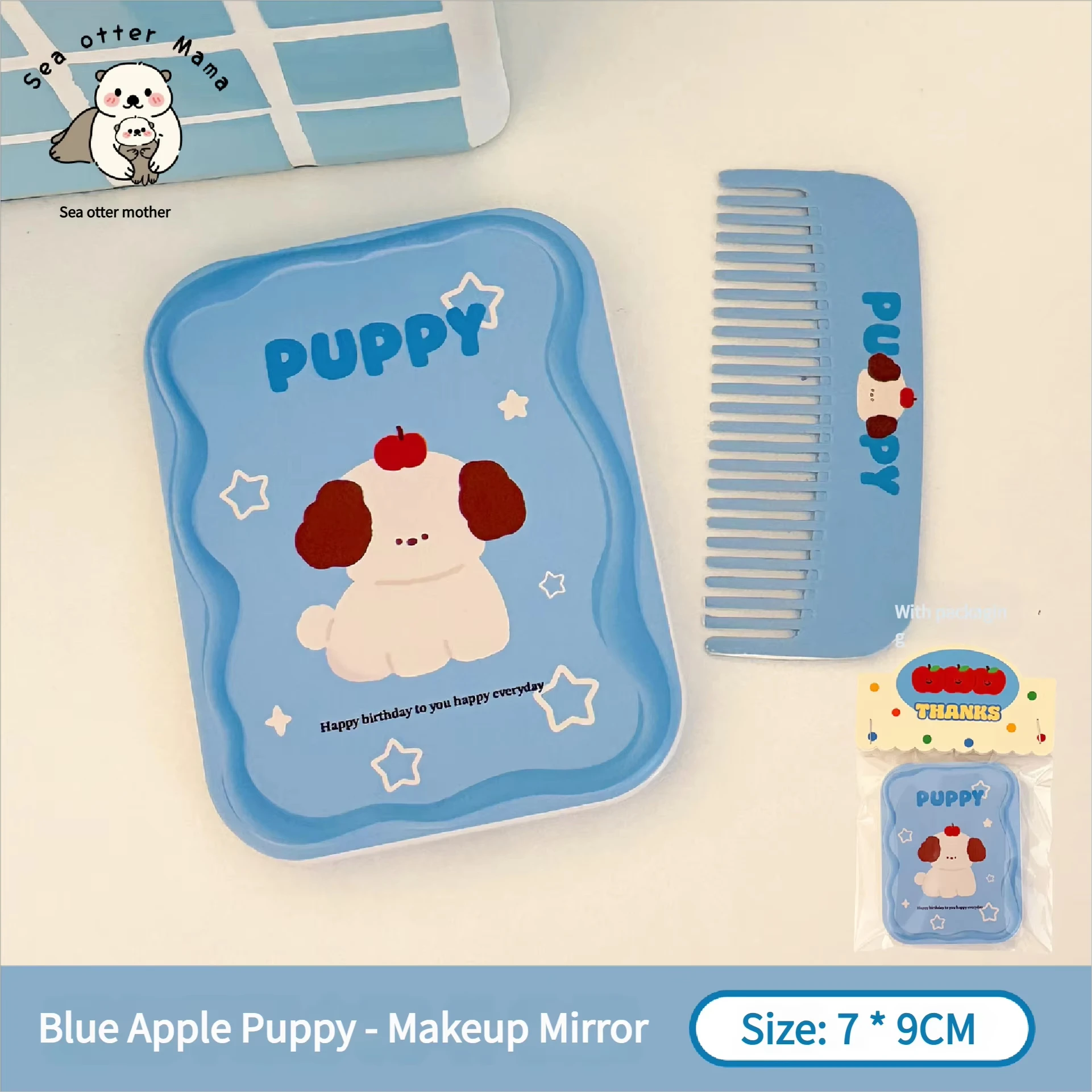 Mini Cartoon Folding Mirror with Comb Portable Foldable Pocket Cosmetic Mirror Cute Puppy Handheld Vanity Mirrors Beauty Tools
