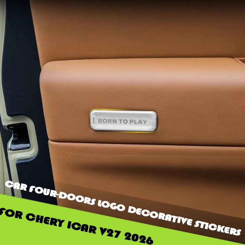 Car Four-doors Logo Decorative Stickers Fit for Chery ICAUR ICAR V27 2026 Modified Stainless Steel Car Door Decorative Patch