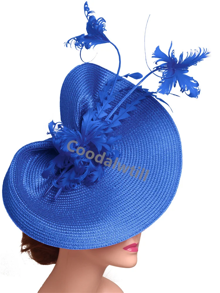 

Fancy Feather Flower Derby Fascinator Hat New Elegant Women Bride Wedding Headwear Royal Ascot Pillbox Fascinator Hat Accessory