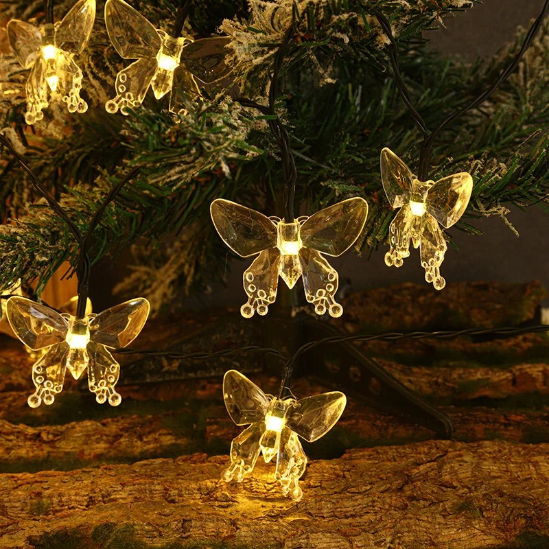 Outdoor Butterfly Solar String Lights Garden Decor Fairy Lights LED Waterproof Patio Yard Celebrations Holiday Decoration