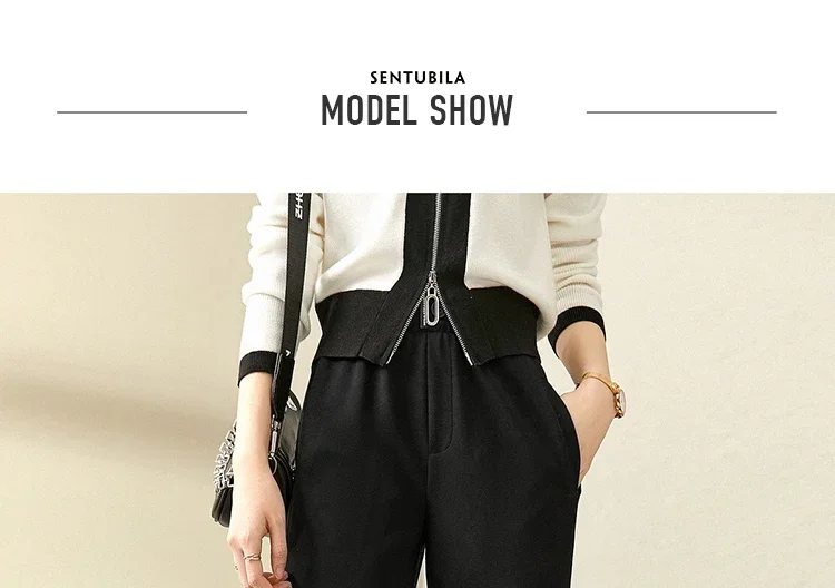 SENTUBILA Weite Sweatpants für Damen, Casual-Hose, Koreanische Mode 2026, Hose mit elastischem Bund, Damenbekleidung, Streetwear 153KA3216 – Detail 13