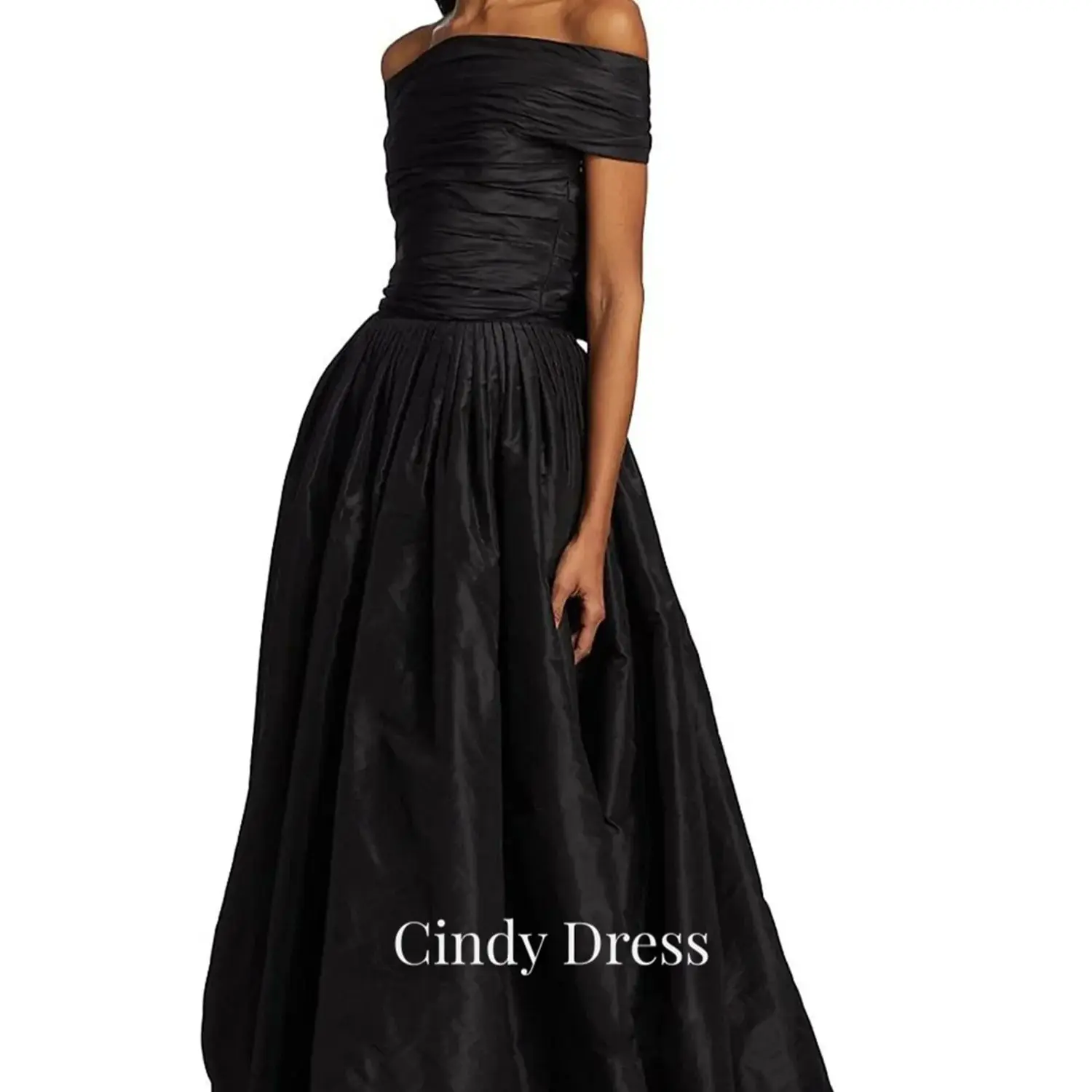 

Cindy Black Off the Shoulders Bow Tie Satin Graduation Dress Women Elegant Party Evening Gown Brand Dresses for Formal Occasions