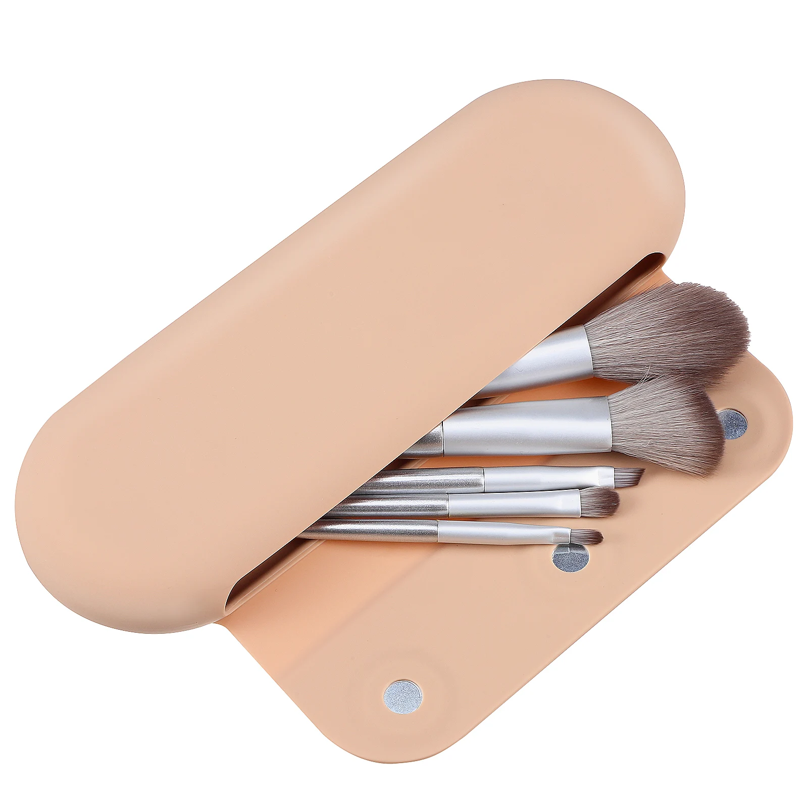 

Stylish Silicone Makeup Brush Holder Travel Organizer Large Capacity Magnetic Closure Makeup Brush Storage Case Pouch