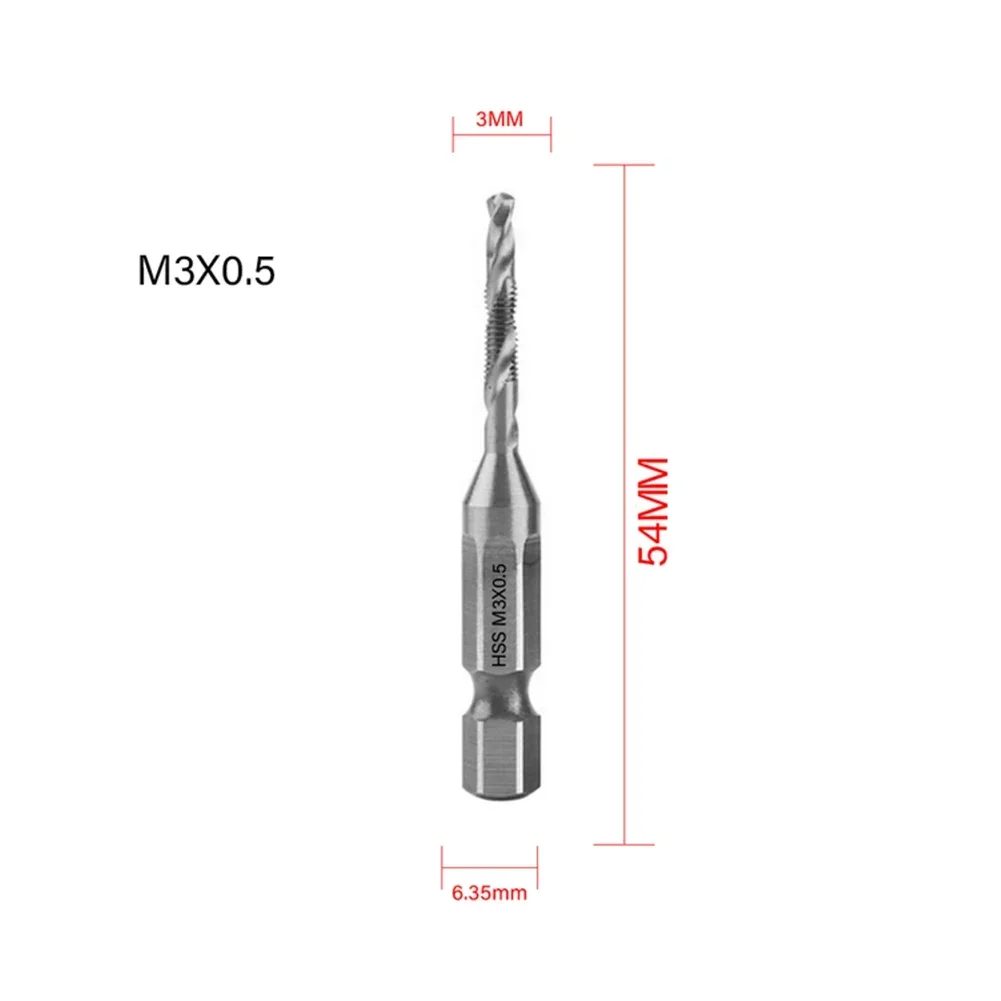 1/6 Stuks Tap Boor Set Hex Shank-Titanium Plated HSS Schroefdraad Bit Schroef Machine samengestelde Tap M3-M4 M5 M6 M8 M10 Handgereedschap