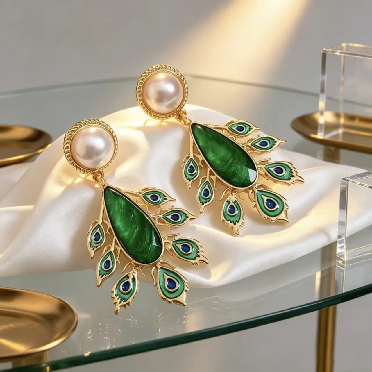 Medieval Vintage Style Feather Shape Pearl Drop Earrings For Women Fashion Exotic Ears Jewelry Party Casual Accessory Lady Gifts