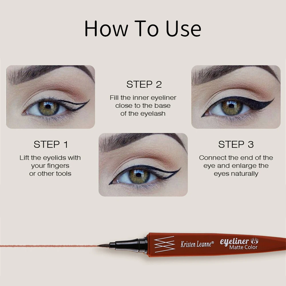 Matita eyeliner liquida impermeabile Liquido opaco Nero Bianco Marrone Occhi Eyeliner Cosmetici coreani Trucco Eye Liner impermeabile