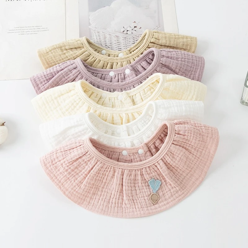 5pcs/set Cotton Baby Bibs Saliva Towel Gauze Summer Thin Feeding Bibs for Newborn Adjustable Girls Scarf Babies Accessories
