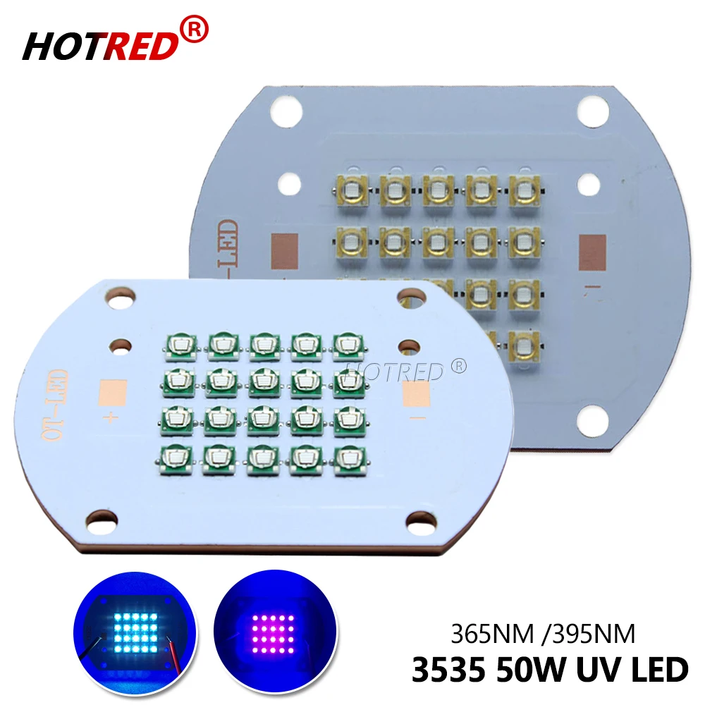 High Power 3535 50W UV Purple LED Chips 365nm 370nm 395nm 400nm Pełna miedziana dioda świetlna do utwardzania kleju uv światło atramentu