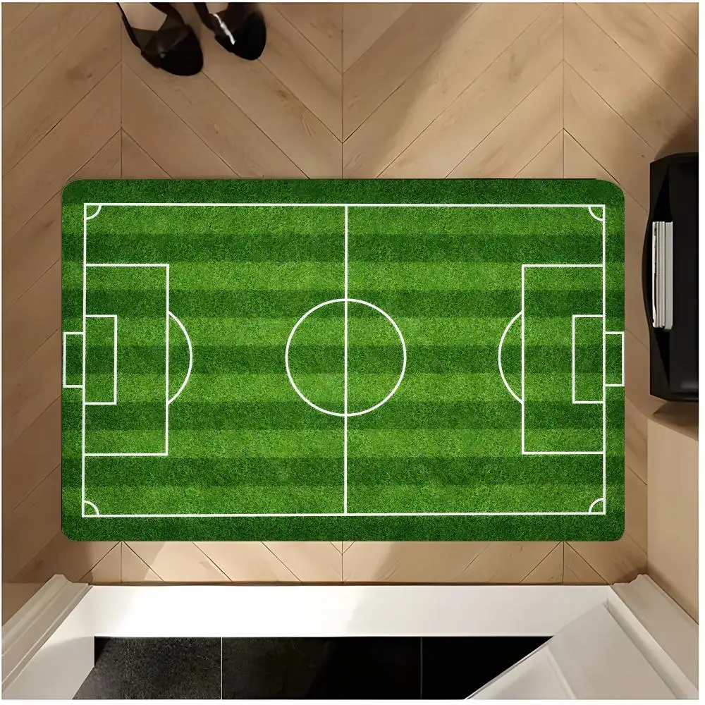 Scene Sport F-Football Field Floor Mat Non Slip Washable Flannel Doormat Water Absorbent Indoor Floor Carpet Rug