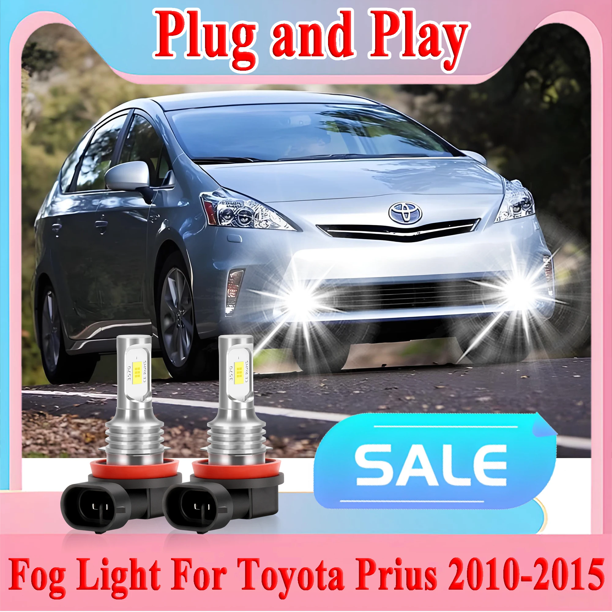 

2 шт. H11 светодиодная противотуманная фара 6000K белые чипы CSP супер яркая для Toyota Prius 2010-2012 2013 2014 2015 Plug and Play автомобильный свет