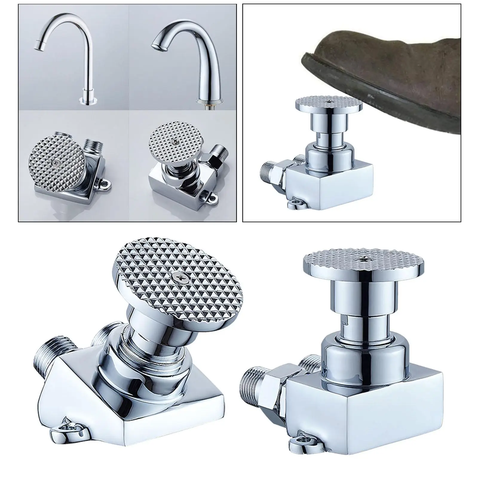 

Single Foot Valve Made of Brass for Floor Mounting, Polished Chrome, Foot Valve Foot Valve