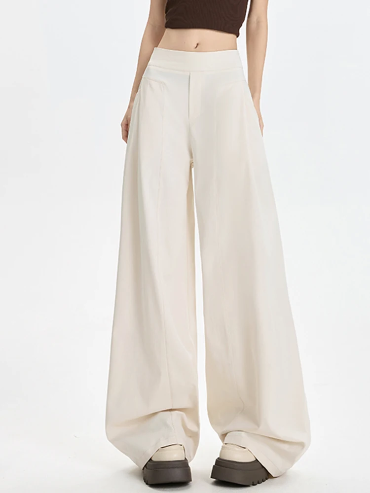 กางเกงขายาวทรงกระบอกเอวสูงสไตล์ญี่ปุ่นฮาราจูกุ สีพื้น ผ้าเนื้อนุ่มใส่สบาย ทรงหลวม ขาตรง แฟชั่นฤดูใบไม้ร่วง สตรีทแวร์