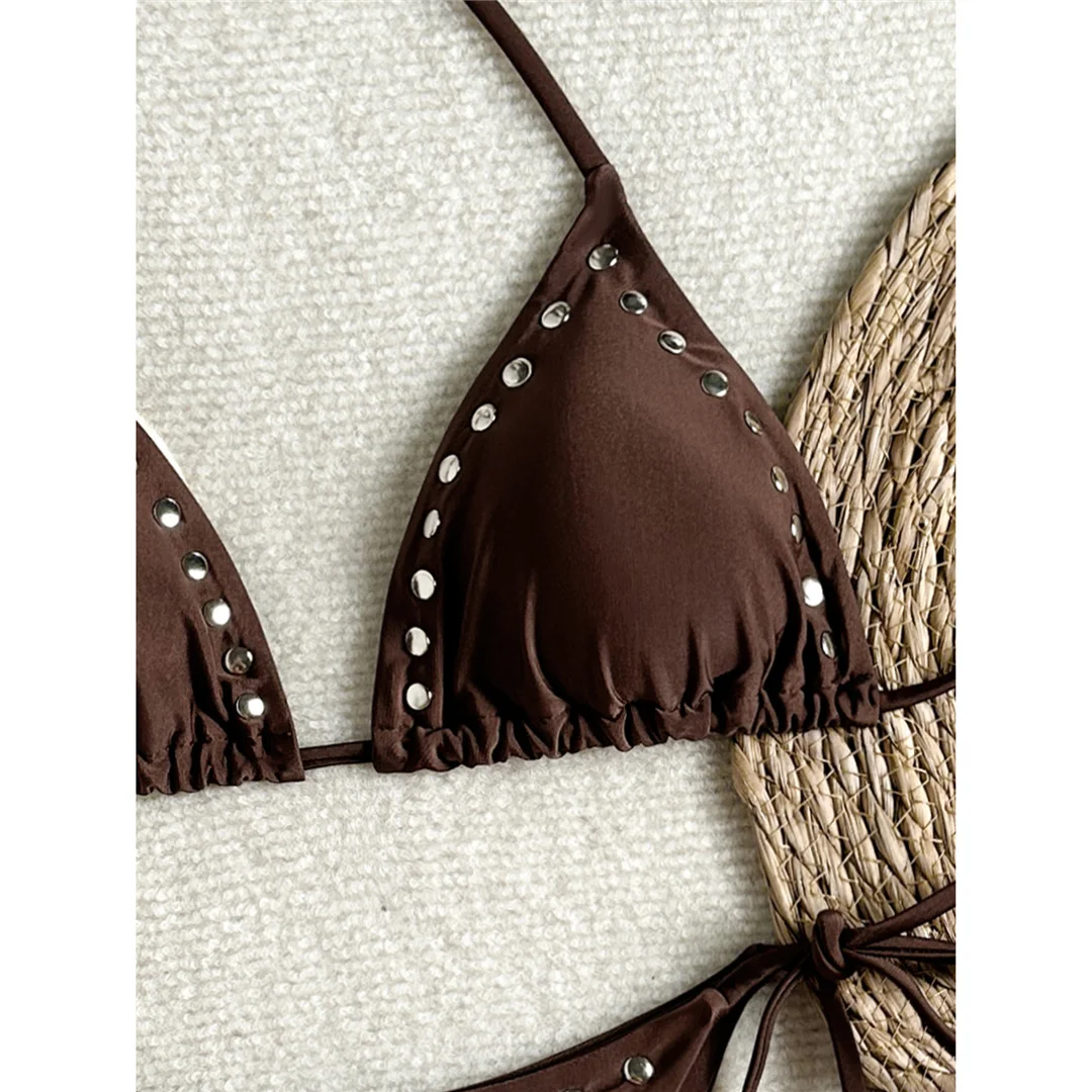 Halterneck-Bikini mit Ausschnitten, Damen-Badeanzug, zweiteiliges Bikini-Set, hoher Beinausschnitt, gepolstert, Badebekleidung, Badeanzug, Modell V8269. – Detail 17