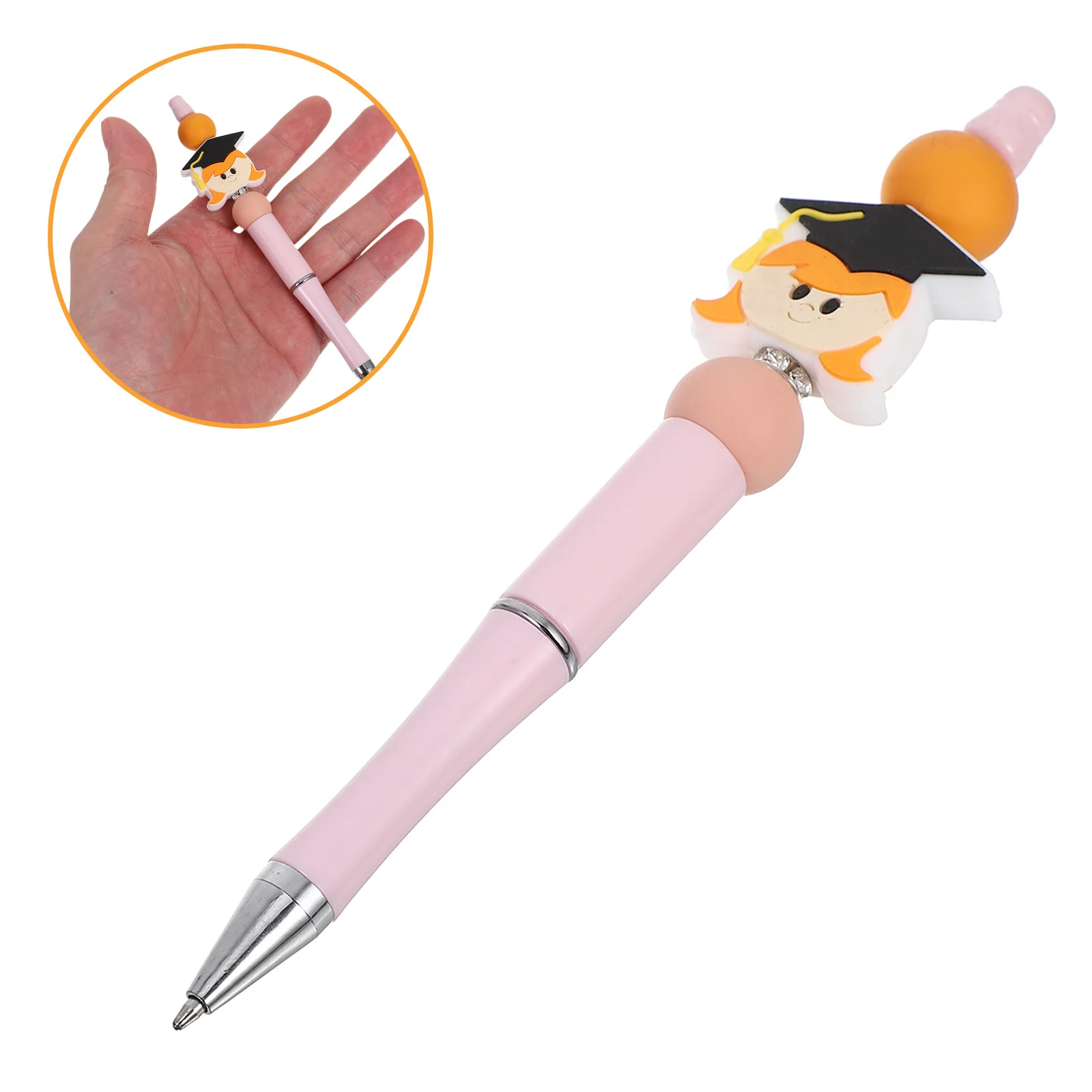 

Graduation Series Beaded Ballpoint Pen Smooth Writing Comfortable Grip Graduation Cap Design Back-to-School Present for Students