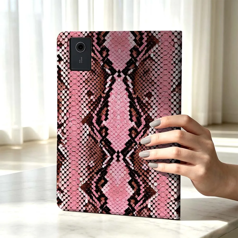Pink Snakeskin Texture For Xiaomi Poco Redmi Pad 8 2 4 C1 6 6S 7 7S SE 9.7 14 11 11.2 12.1 12.5 Inch Tablet Case Pen Tray