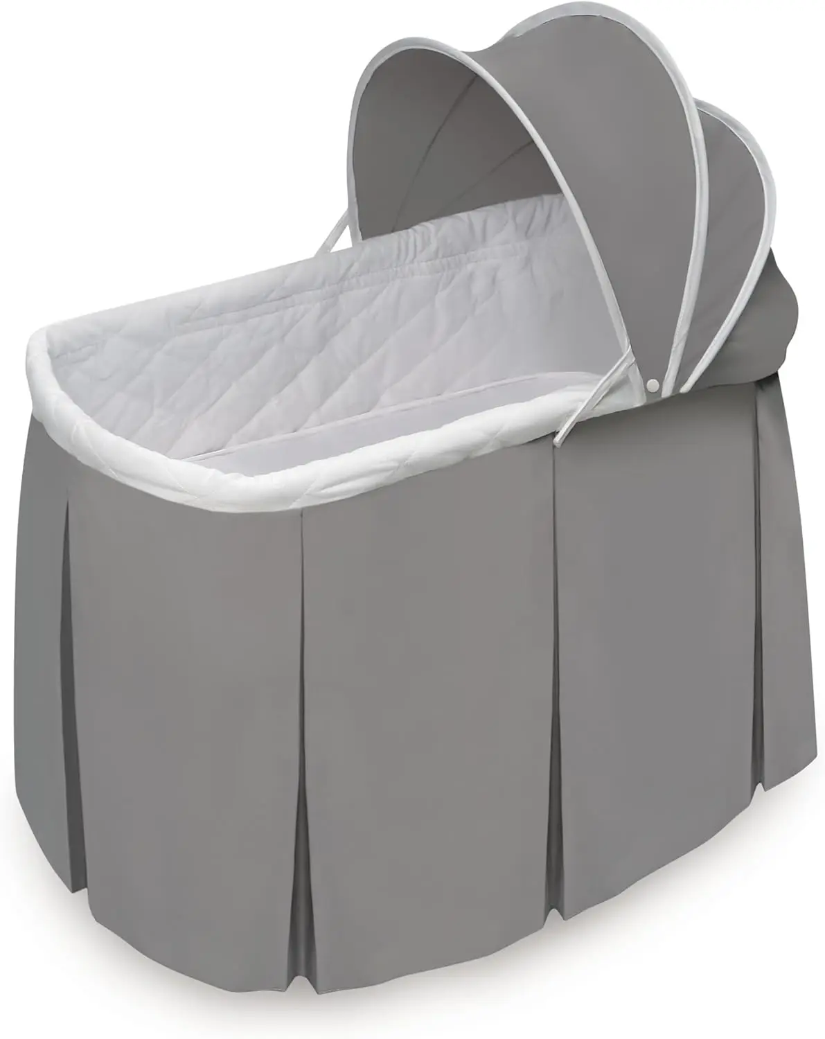 Doll Bassinet with Canopy for 18-20 Inch Dolls, Includes Storage Basket and Bedding - Gray Nursery Bed